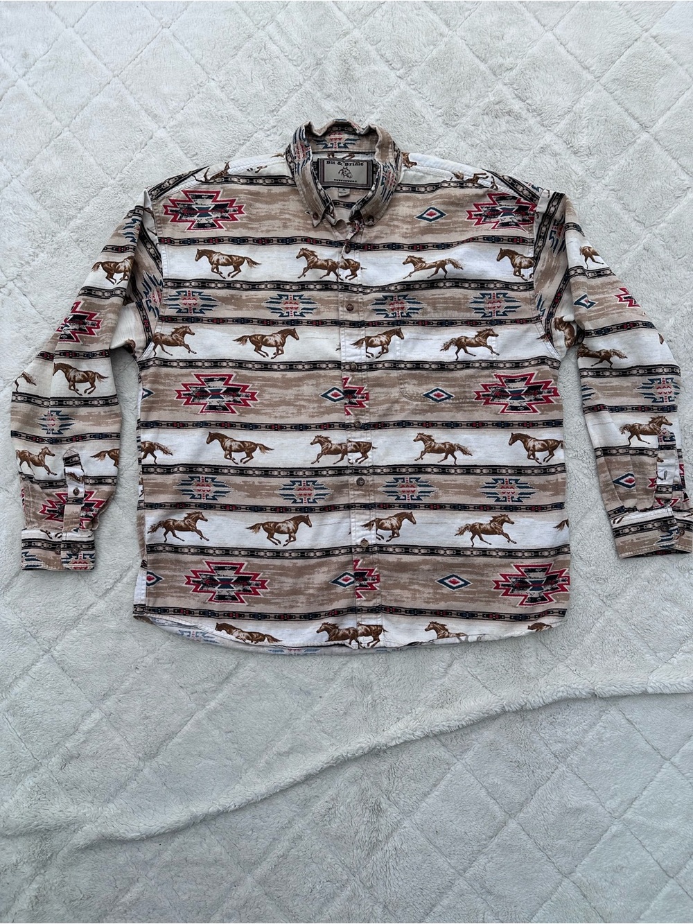 Bit & Bridle | Western Horse long-sleeve button-up shirt | Size Extra Large